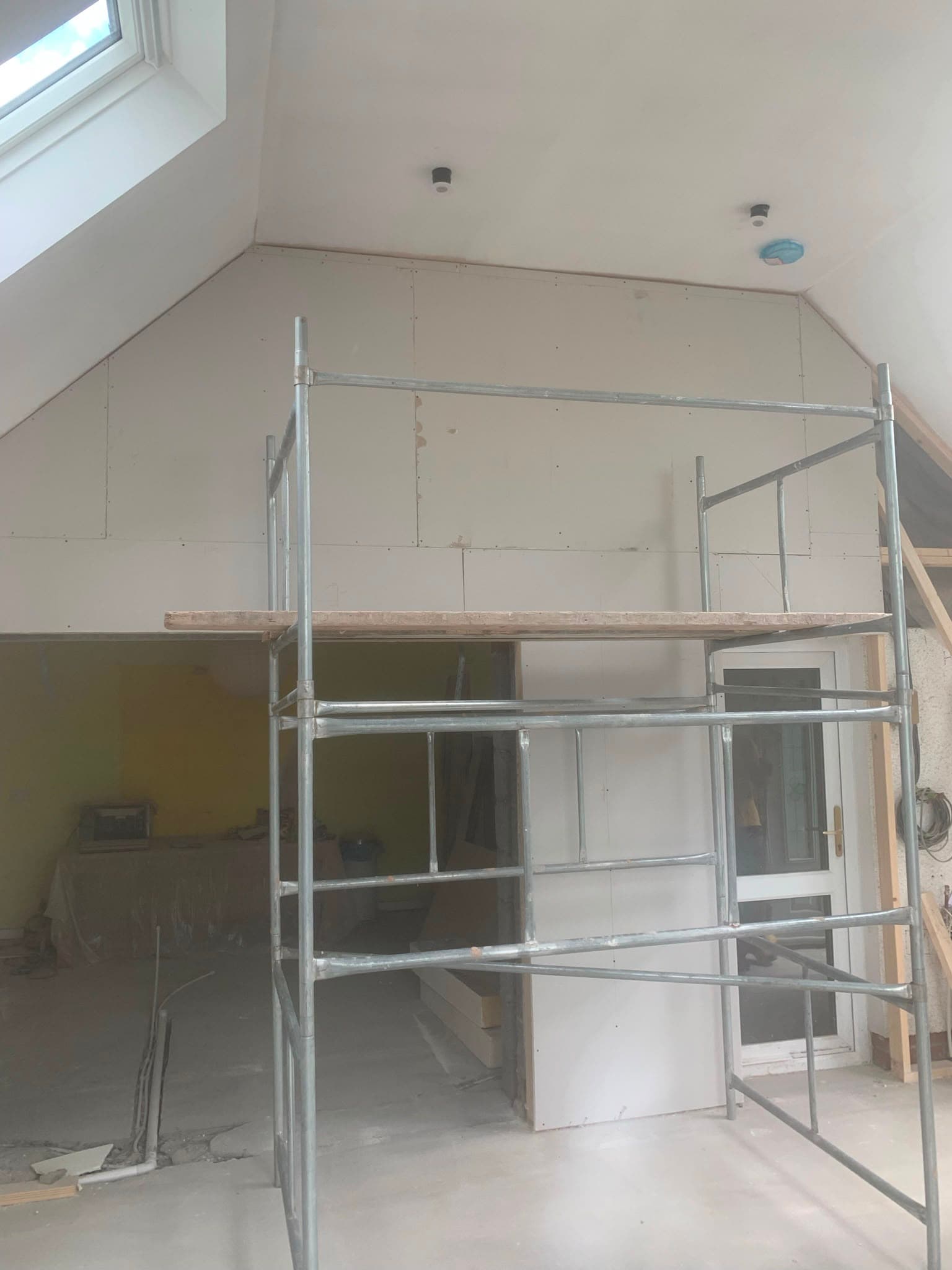 Whole-property renovation in progress with new plasterboard and vaulted ceiling by WMC Property Maintenance