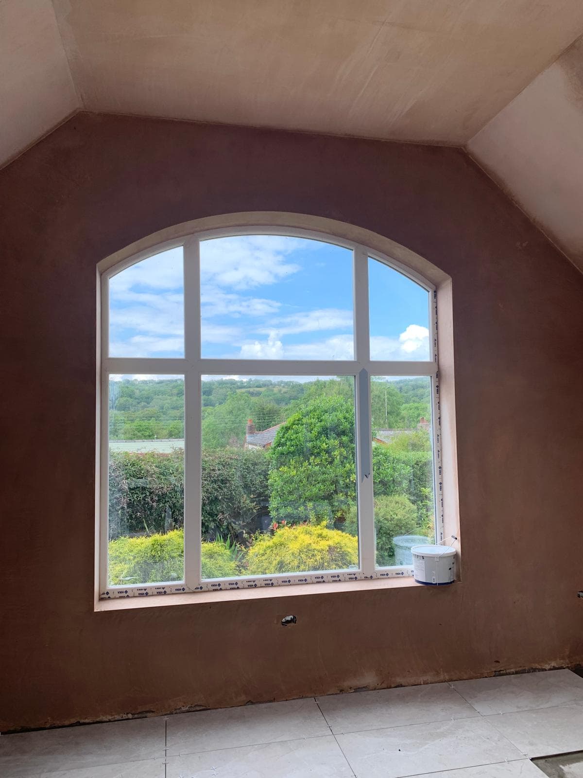 Freshly plastered wall and ceiling by WMC Property Maintenance