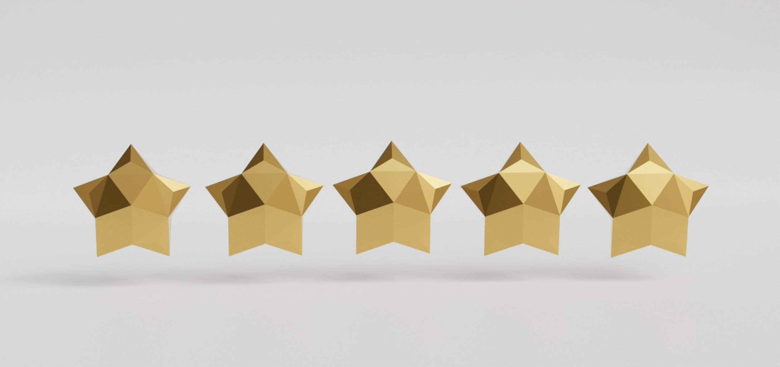 five yellow stars. Customer rating feedback concept from client